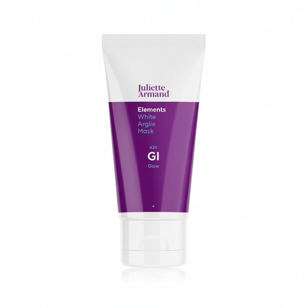 Tube of Juliette Armand skincare product white argile mask on a white background