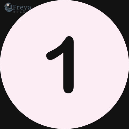 A minimalist graphic featuring a large black number one centered inside a pale pink circle, set against a solid black background. A faint Freya Read logo watermark is visible in the top-left corner.