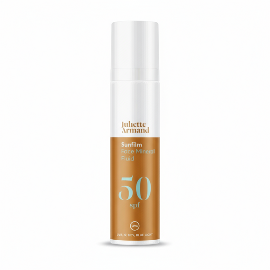Juliette Armand Sunfilm Face Mineral Fluid SPF 50 on a white background