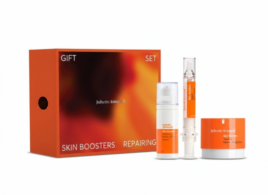 Juliette Armand skin care gift set with packaging and products on a white background