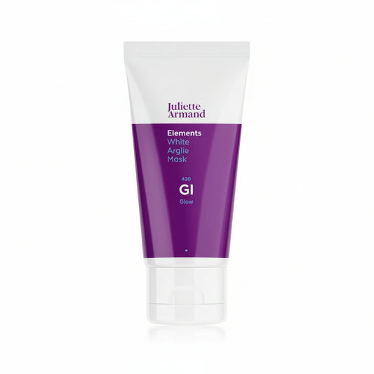 Tube of Juliette Armand skincare product white argile mask on a white background