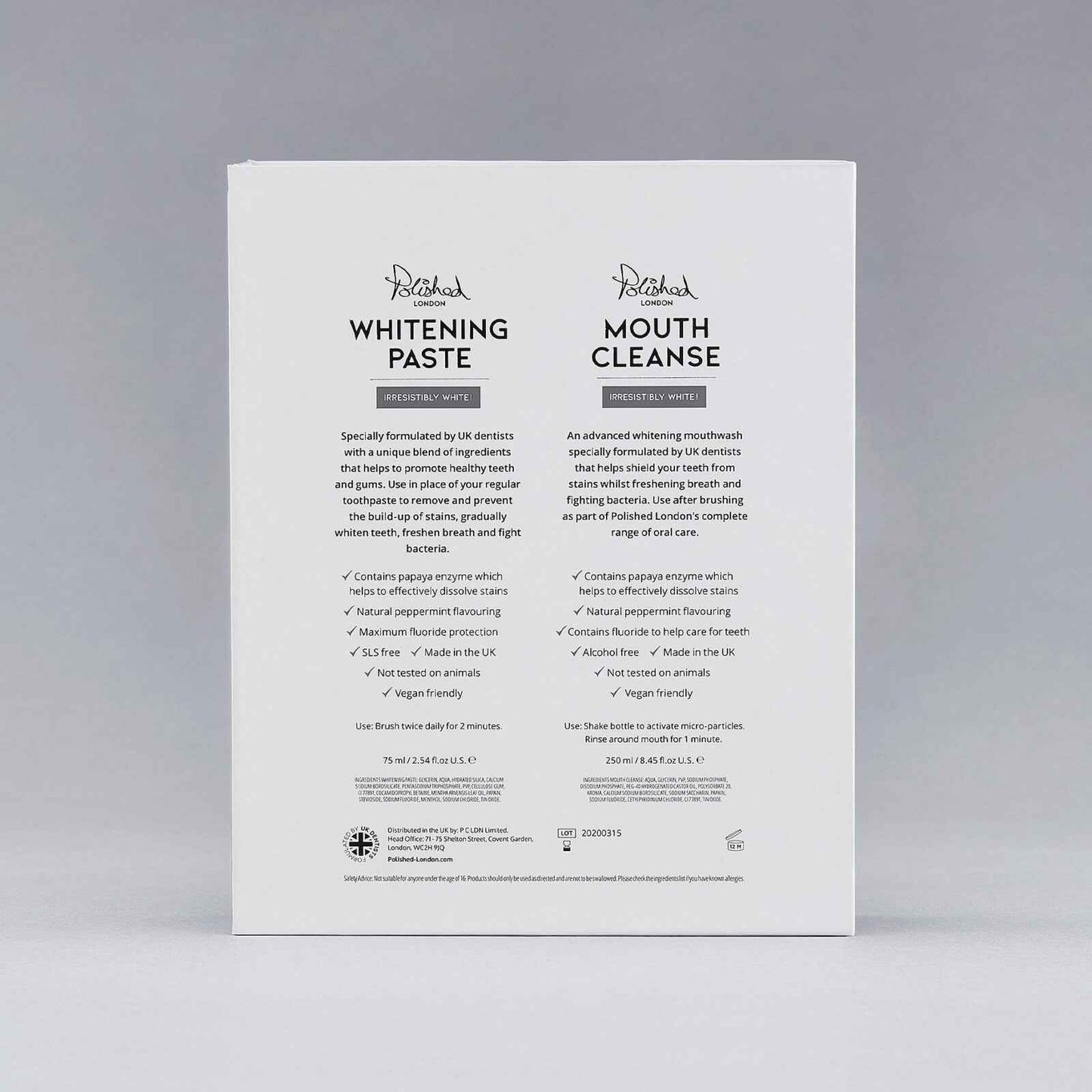 Whitening Paste & Mouth Cleanse Set - Polished London
