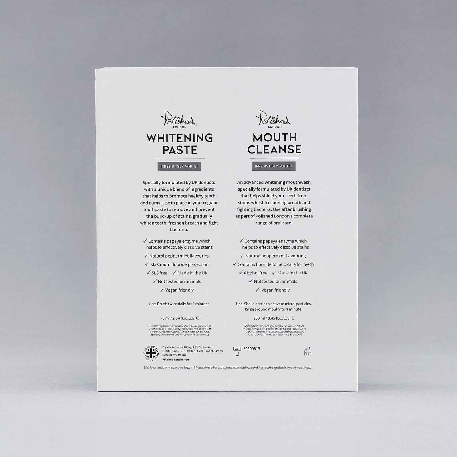 Whitening Paste & Mouth Cleanse Set - Polished London